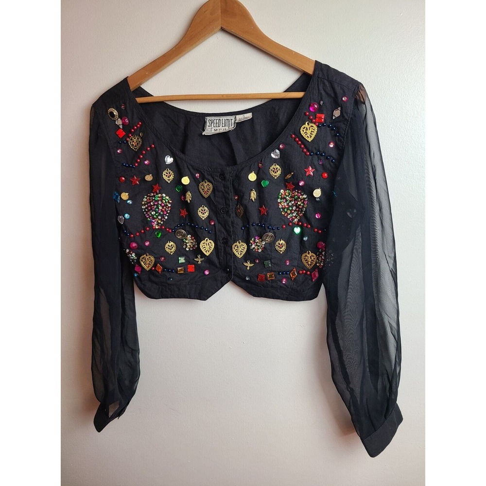 Vintage 80s Embroidered Details Cropped Yop Size Small Women’s .Speed Limit MPH